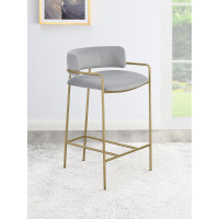 Coaster Furniture 182159 Upholstered Low Back Stool Grey and Gold